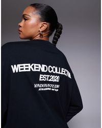 ASOS - Weekend collective - icon - t-shirt oversize à manches longues avec imprimé devant et au dos - Lyst