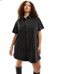 ASOS - Asos Design Curve Short Sleeve Denim Shirt Dress - Lyst
