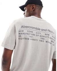 Abercrombie & Fitch - Camiseta gris extragrande con lavado ácido, estampado en la espalda y logo vintage - Lyst