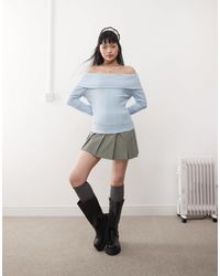 Miss Selfridge - Deep Foldover Bardot Top - Lyst