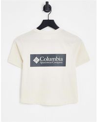Columbia - Camiseta corta color crema con estampado en la espalda csc river exclusiva en asos - Lyst