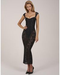 Oh Polly - Lace Sweetheart Neck Cap Sleeve Mesh Maxi Dress - Lyst