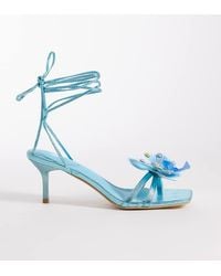 Kaiia - Exclusive 00S Strappy Lace Up Diamante Orchid Floral Heeled Sandals - Lyst