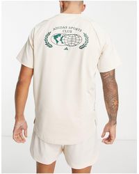 adidas Originals - Adidas - training - t-shirt bianca con grafica "sports club" stampata sul retro - Lyst