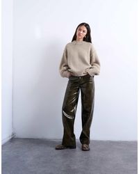 TOPSHOP - Pluizig Gebreide Trui Van Wolmix Met Zichtbare Naden - Lyst