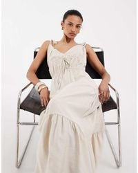 Vero Moda - Tie Shoulder Cami Midi Tiered Dress - Lyst