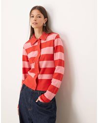 ASOS - Textured Stripe Collared Cardigan - Lyst