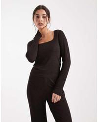 Vero Moda - Glitter Long Sleeve Square Neck Top Co-Ord - Lyst