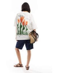 ASOS - Oversized T-shirt With Back Flower Graphic - Lyst