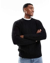 ASOS - Heavyweight Cable Knit Crew Neck Jumper - Lyst