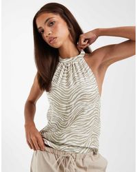 Motel - Wiby Halter Zebra Print Top - Lyst