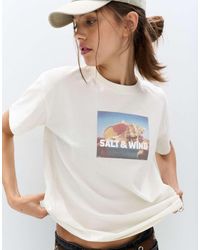 Pull&Bear - T-Shirt Color Ghiaccio Con Stampa Fotografica Di Conchiglia - Lyst