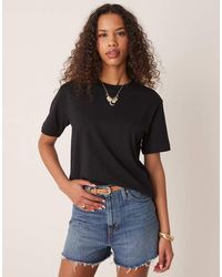 Gina Tricot - Recht T-Shirt Met Korte Mouwen - Lyst