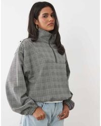 ASOS - Giacca A Vento Con Mezza Zip A Quadri Monocromatico - Lyst