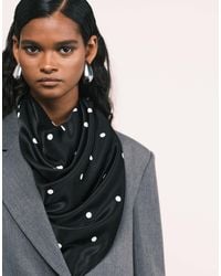 ASOS - Foulard satiné à pois - noir - Lyst