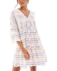 Accessorize - – langärmliges, es strandkleid mit wellenmuster - Lyst
