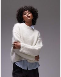 TOPSHOP - Knitted Premium Alpaca Crew Neck Boxy Jumper - Lyst