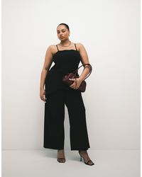 ASOS - Asos Design Curve Slinky Twill Tailored Wide Leg Trouser With Skirt Wrap Detail - Lyst