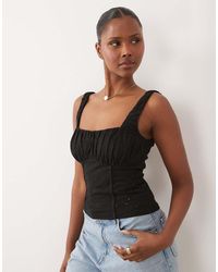 ASOS - Broderie Milkmaid Top With Gathered Bust - Lyst