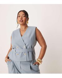 ASOS - Curve Linen-look Tie Waistcoat - Lyst