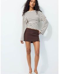 Stradivarius - Long Sleeve Striped T-shirt With Ruched Waist - Lyst