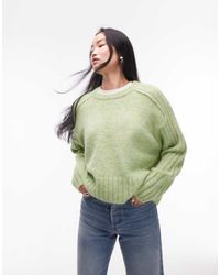 TOPSHOP - Knit Rib Detail Crew Relaxed Sweater - Lyst