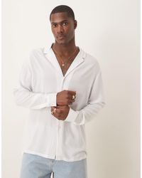 ASOS - Fit Viscose Shirt With Deep Revere Collar - Lyst