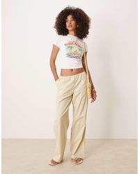 Lioness - Low Rise Wide Leg Poplin Trousers - Lyst