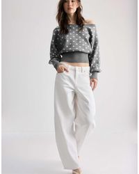 Stradivarius - Asymmetric Ribbed Hem Knit Sweater - Lyst