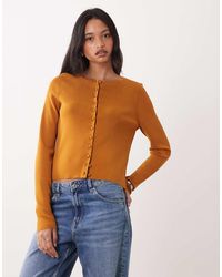 ASOS - Compact Crew Neck Cardigan With Self Covered Buttons - Lyst
