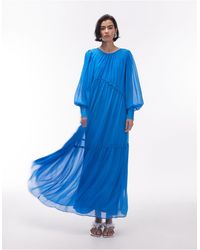 TOPSHOP - Chuck On Long Sleeve Tiered Maxi Dress - Lyst