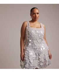 ASOS - Asos Design Curve Bridal Large Disc Sequin Square Neck Mini Dress-white - Lyst