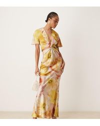 ASOS - Asos Design Tall Satin Knot Detail Cutout Midi Dress - Lyst