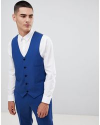 Noak Super Skinny Suit Vest - Blue