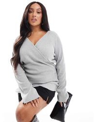 Pretty Lavish Curve - Gebreide Top Met Overslag - Lyst