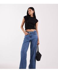 ONLY - Hope Mid Rise Wide Leg Jeans With Button Detail - Lyst