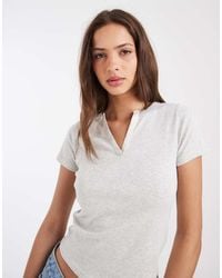 Hollister - Short Sleeve Henley T-shirt - Lyst