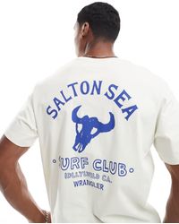 Wrangler - Ruimvallend T-Shirt Met Surf Club-Print Op De Achterkant - Lyst