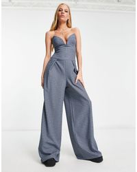 ASOS - Tailored Strapless Bustier Jumpsuit With Wide Leg - Lyst