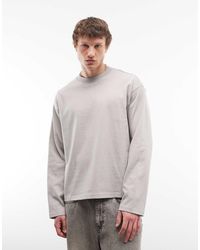 Weekday - Maglietta A Maniche Lunghe Oversize Squadrata Color Sabbia - Lyst