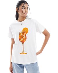 ASOS - T-shirt vestibilità classica bianca con grafica "orange spritz drink" - Lyst