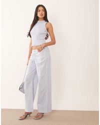 The Frolic - Exclusive Cotton Wide Leg Tie Waist Wide Leg Pants - Lyst