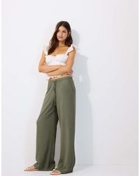 Stradivarius - Soepelvallende Broek Van Linnenmix - Lyst