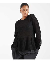 Vero Moda - Long Sleeve Textured Peplum Top - Lyst