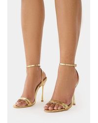 Public Desire - Soho Metallic Barely There Strappy Stiletto Heels - Lyst