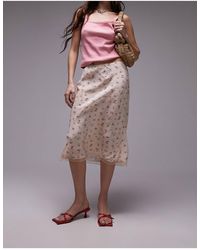TOPSHOP - Vintage Lace Ditsy Floral 90s Length Bias Skirt - Lyst