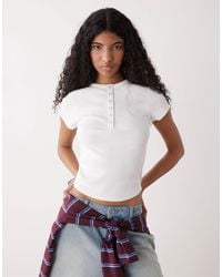 Collusion - Short Sleeve Rib Henley Top - Lyst