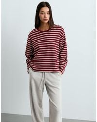 Oysho - Long Sleeve Relaxed Striped T-Shirt - Lyst