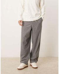 ASOS - Pantalon coupe droite ample à enfiler en tissu aspect laine - Lyst