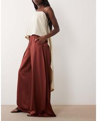 ASOS - Tailored Satin Wide Leg Trouser - Lyst